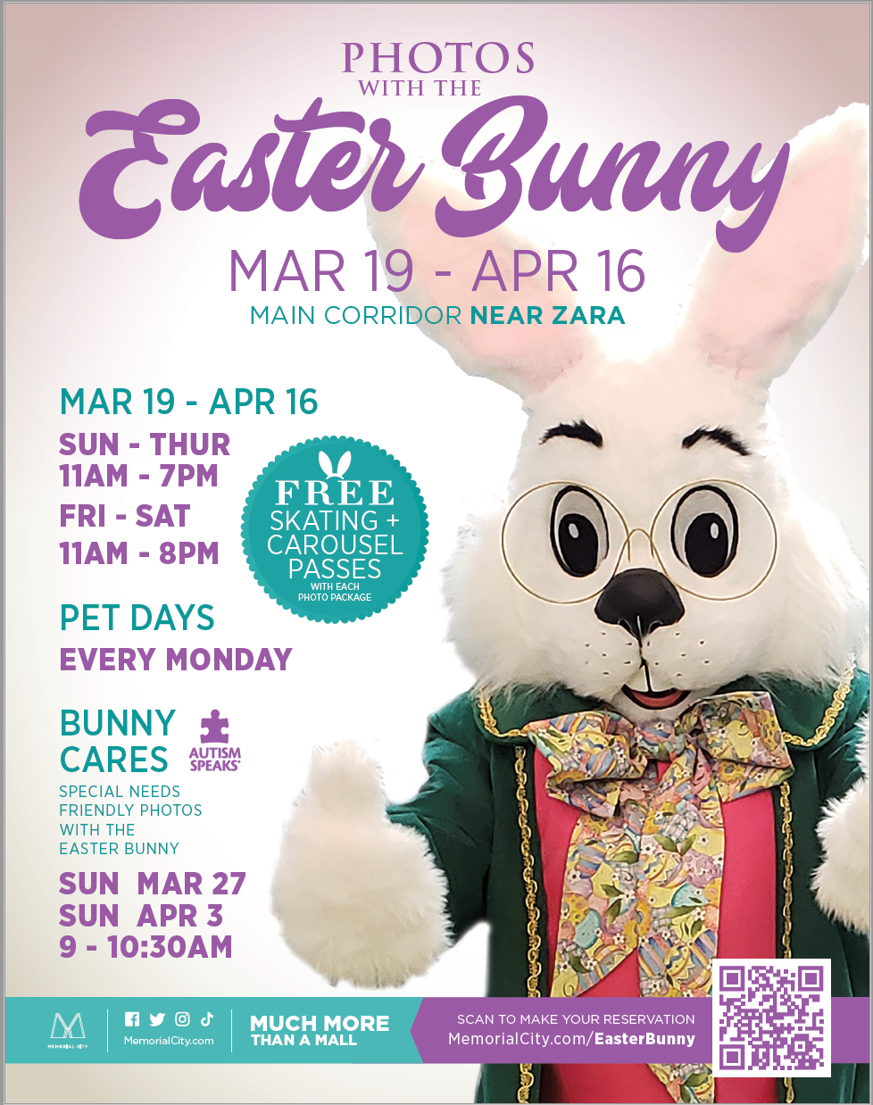 Visit the Easter Bunny at Memorial City Mall Memorial Management District