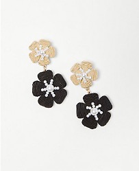 Ann Taylor Thread Wrapped Flower Statement Earrings 